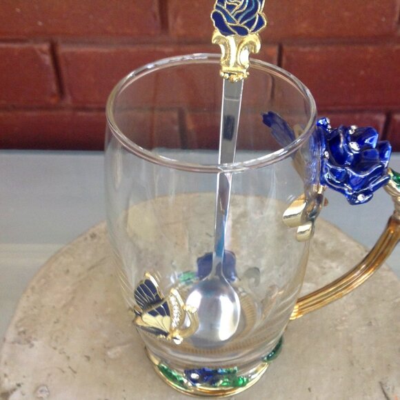 Duoqian 18oz Glass Flower Tea Cup/Coffee Mug - Picture 2 of 5